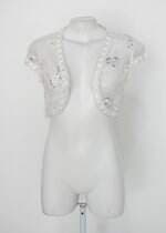 Casaco fine mode feminino off-white com Transparência e Paetê