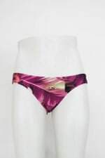 Calcinha de biquíni líquido feminina roxa com estampa abstrata