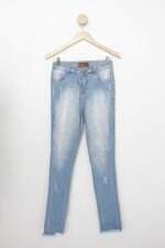Calça jeans max denim feminina azul destroyed