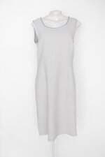 Vestido feminino cinza com Fenda e Com forro