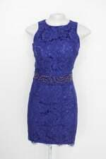 Vestido feminino azul com Renda e Aplique
