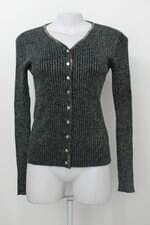 Cardigan canelado c&a feminino preto com brilho