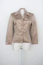 Blazer simulassão feminino bege com ombreiras