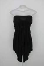 Vestido tomara que caia feminino preto com drapeado