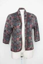 Casaqueto dzarm feminino verde floral com forro