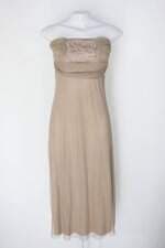 Vestido setor feminino bege com Bordado e Aplique