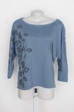 Blusa maria filó feminina azul com renda e strass