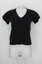 Blusa lança perfume feminina preta com Paetê