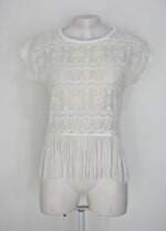 Blusa renner feminina branca com Renda e Franja