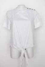 Blusa amaro feminina branca com detalhe em botões e amarração