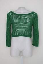 Suéter cropped m.nacional feminino verde com transparência