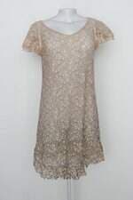 Vestido maria filó feminino bege com Renda