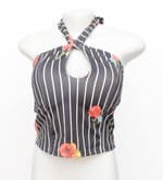 Cropped Listrado com Flores 