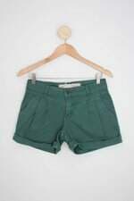 Shorts sarja hering feminino verde com Pregas
