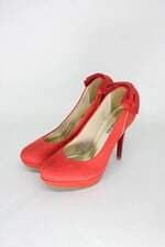 Scarpin ponta dos pés feminino vermelho com Laço