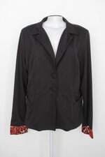 Blazer feminina preto com forro estampado 