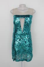 Vestido de Festa feminino verde brilhante com Bojo e Transparência