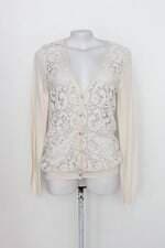 Cardigan mango feminino bege com crochê e Transparência