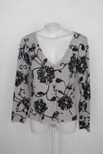 Cardigan feminino cinza estampado com Aplique