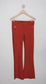 Calça de tecido mx feminina laranja flare com Recortes