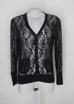 Cardigan de renda endless feminino preto com Transparência