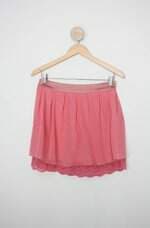Saia shop 126 feminina rosa com Renda e Plissado