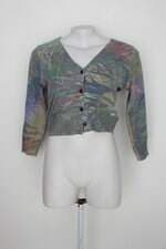 Cardigan wooline feminino verde estampada