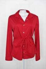 Camisa feminina vermelha com Faixa na Cintura