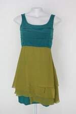 Vestido carlos miele feminin verde de seda com Sobreposição e Pregas