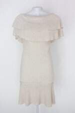 Vestido hit feminino bege com Peplum e Babado