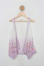 Colete Infantil petit cherie branco e roxo com strass e degradê