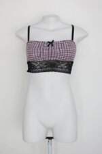 Sutiã feminino estampado preto e vermelho com Renda e Franzido
