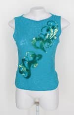 Regata kocaline feminina azul com Babado e Paetê