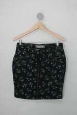 Saia Jeans animale feminina preta estampada
