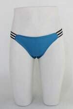 Calcinha de biquíni via sol feminina azul com Cós com elástico branco e preto