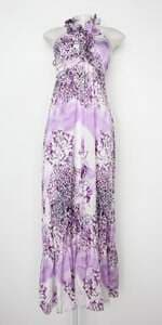 Vestido feminino roxo estampado
