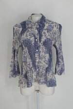 Camisa feminina lilás estampada com Plissado