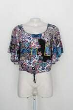 Blusa Cropped feminina boho manga sino estampada