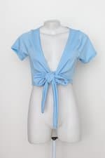 Top morena modas feminino azul com Laço