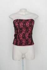 Blusa sem alças adiva day feminina rosa com Renda preta