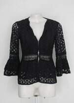 Casaco lelis blanc feminino azul com Bordado e Transparência