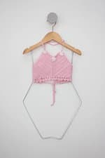 Top de biquíni Crochê Infantil rosa claro
