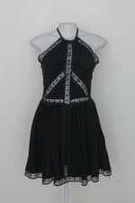 Vestido galeria do bikini feminino preto com Renda e Forro
