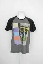 Camiseta fiveblu masculino cinza com Silk de caveira 
