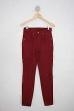 Calça de sarja feminina vermelha 