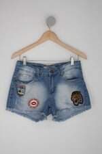 Shorts jeans urban & co. feminino azul com Patch