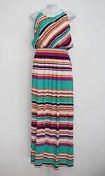 Vestido lilla feminino estampado listra longo