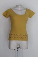 Blusa marrom glacê feminina amarela com Bordado