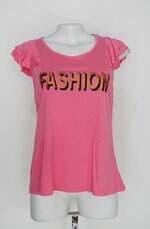 Camiseta marisa feminina rosa com Babado e Silk