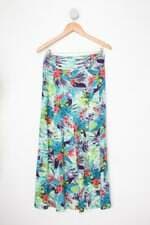 Saia feminina azul estampada
